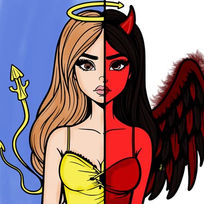 devil vs angel realistic girl