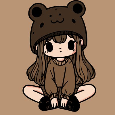 a girl wearing a frog hat and some frog socks