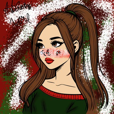 realistic girl with a high ponytail