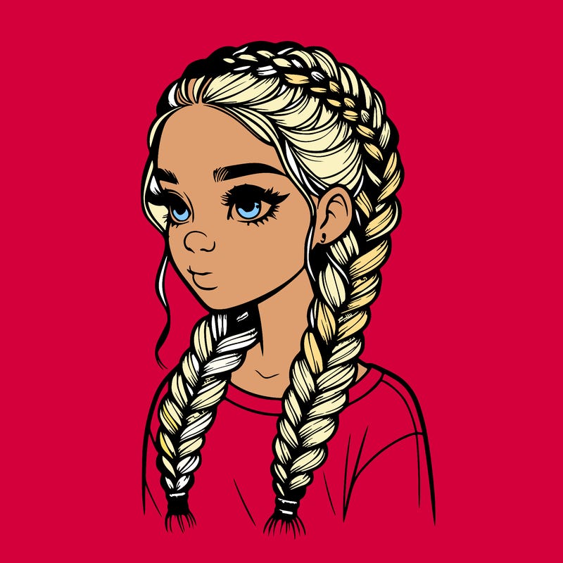 realistic girl with braids