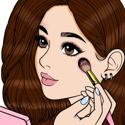 a realistic girl doing her makeup