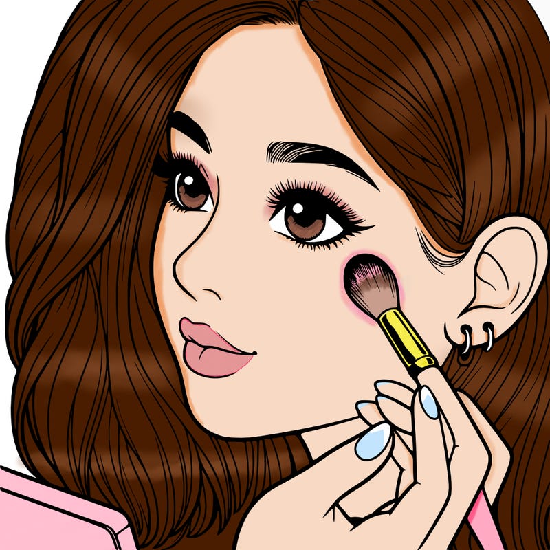 a realistic girl doing her makeup