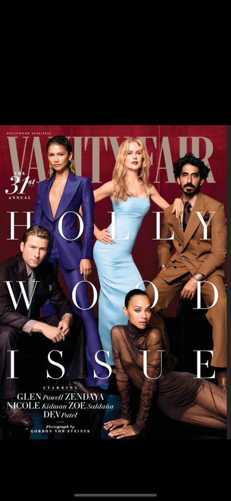 Digital cover of the Vanity Fair Hollywood Issue featuring Zendaya and Nicole Kidman on the CloudLibrary NewsStand app