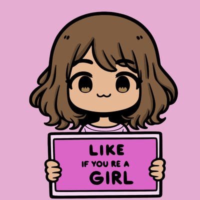 a cute girl holding a sign that says like if you’re a girl