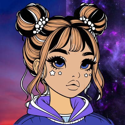 realistic girl with space buns
