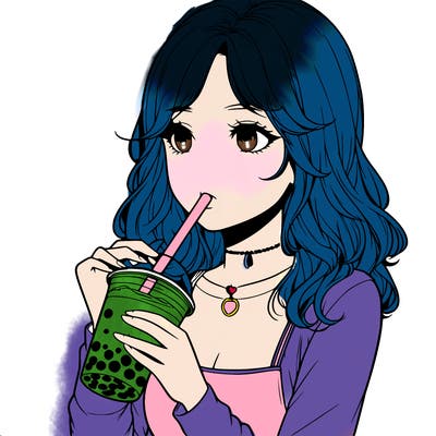 realistic girl drinking boba tea