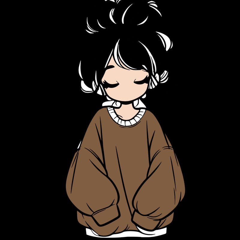 girl with baggy sweatshirt and messy bun