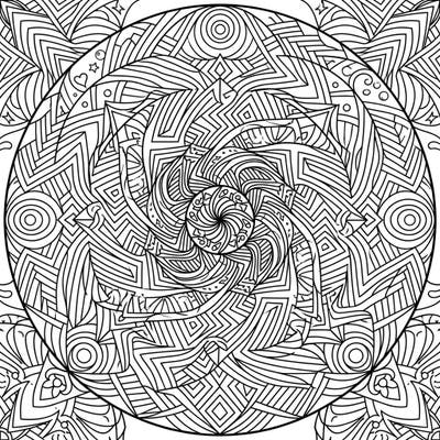 Explore a hypnotic world of lines and shapes with this captivating Op Art geometric mandala coloring page. Its intricate design promises hours of creative engagement and a truly mesmerizing artistic experience.