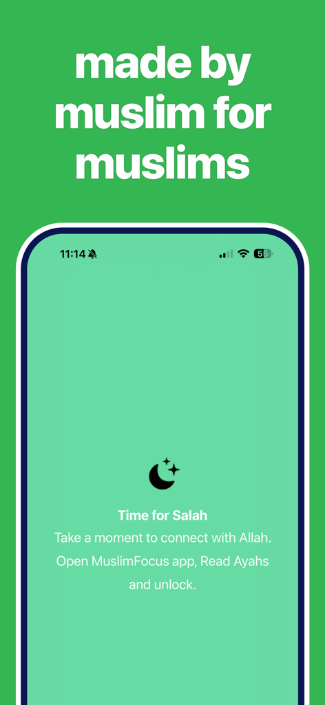 prayer lock: muslim focus - Smartphone-Bildschirm zeigt eine Gebetszeit-Erinnerung mit Anweisungen, Koran-Ayahs zu lesen, um Apps freizugeben