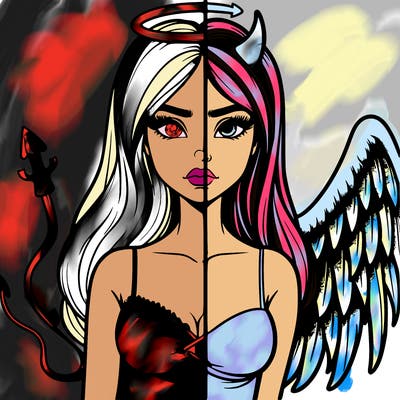 devil vs angel realistic girl