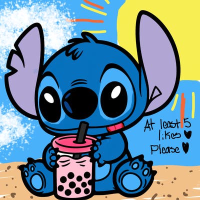 stitch with boba tea