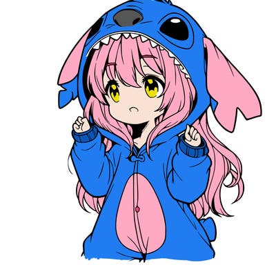 anime girl in a stitch onsie