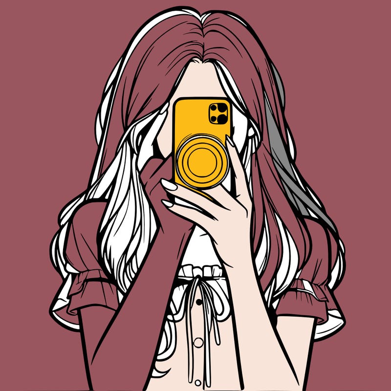 a realistic girl holding her phone taking pictures