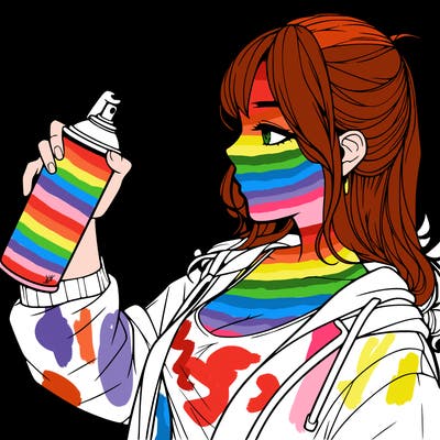 a realistic girl spray, painting