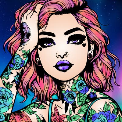 realistic girl with tattoos all over