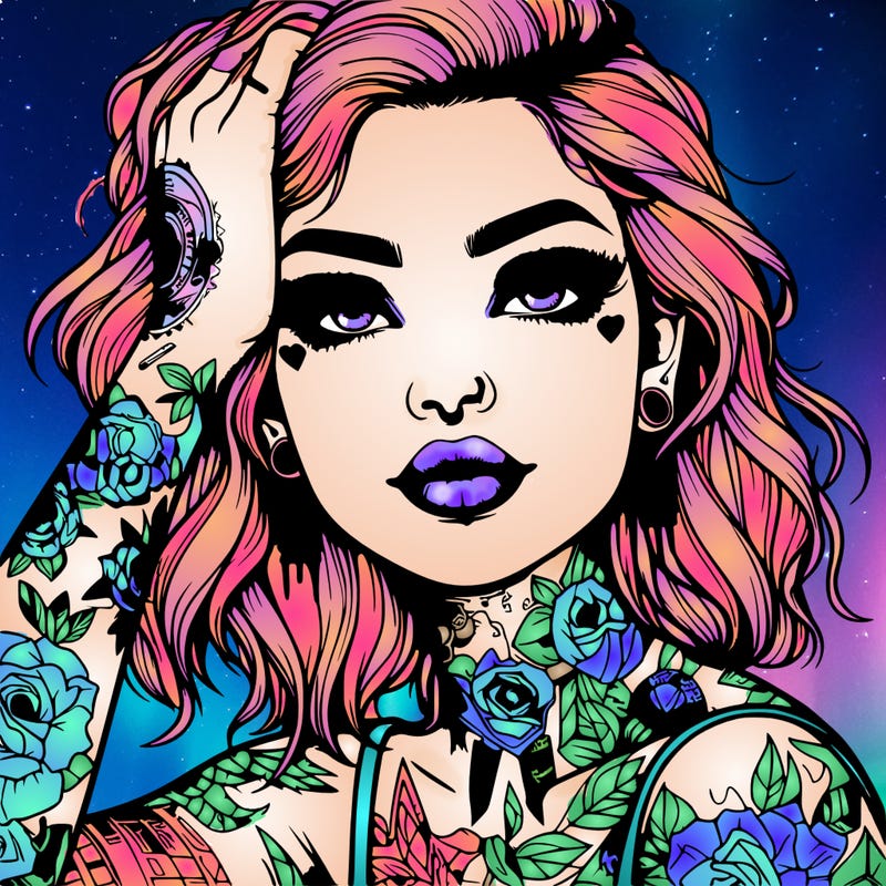 realistic girl with tattoos all over