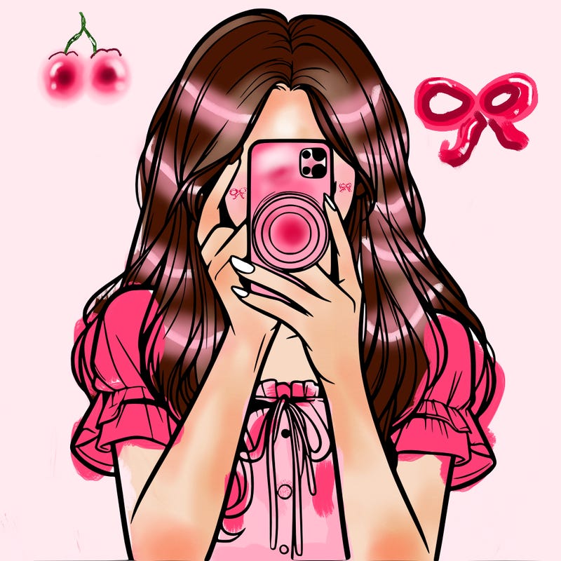 a realistic girl holding her phone taking pictures