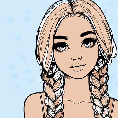 realistic girl with braids