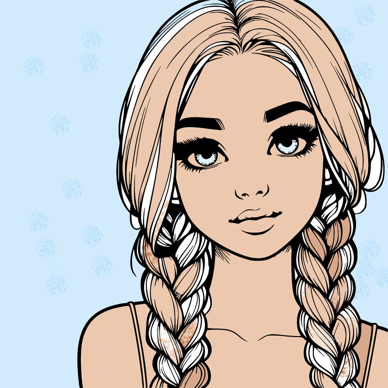 realistic girl with braids