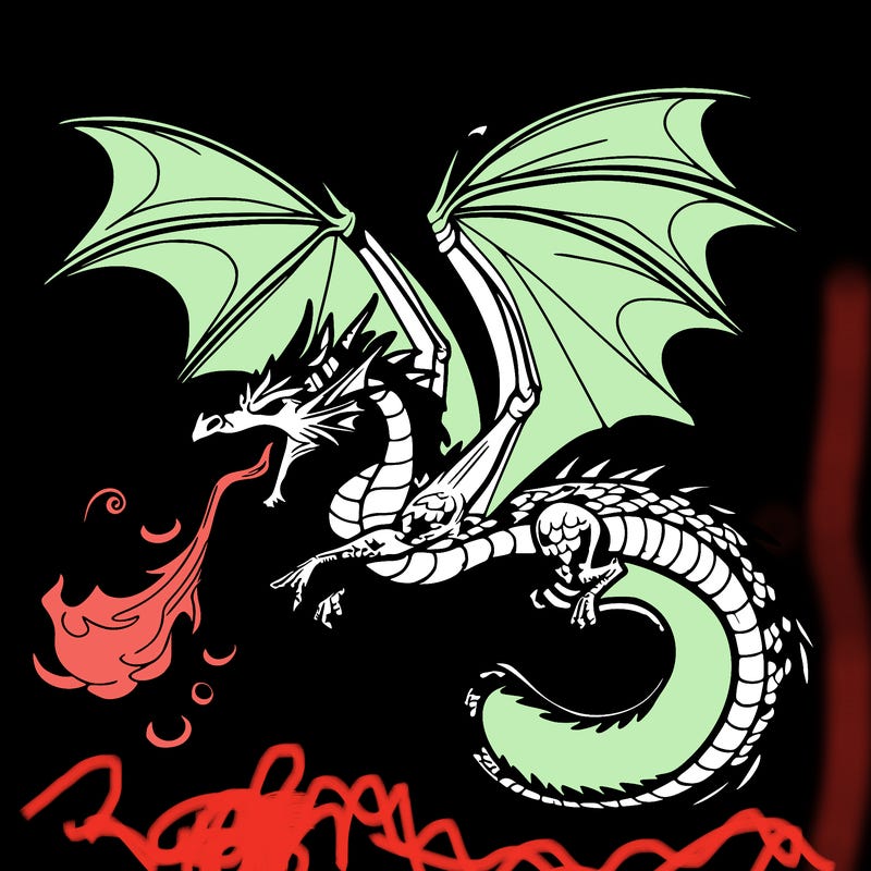 dragon flying breathing fire