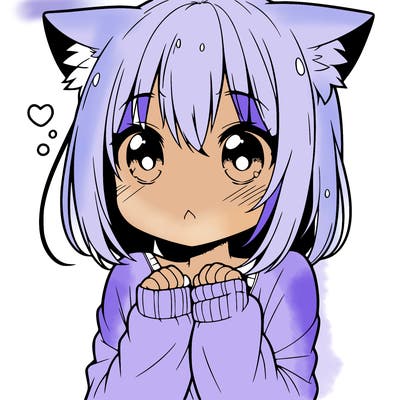 shy anime catgirl