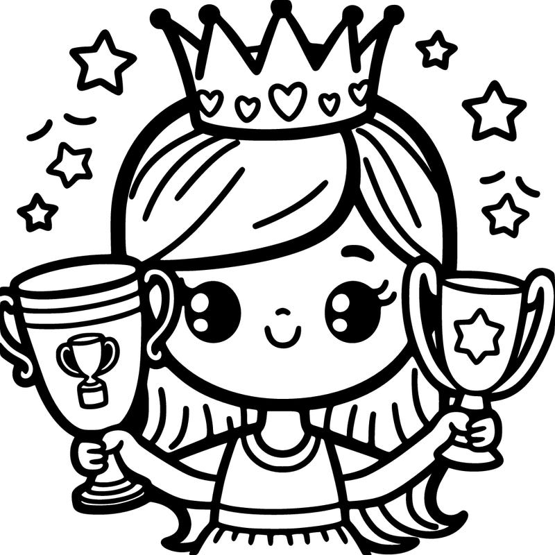 girl with a crown of trophies