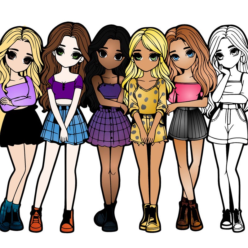 a group of girls realistic
