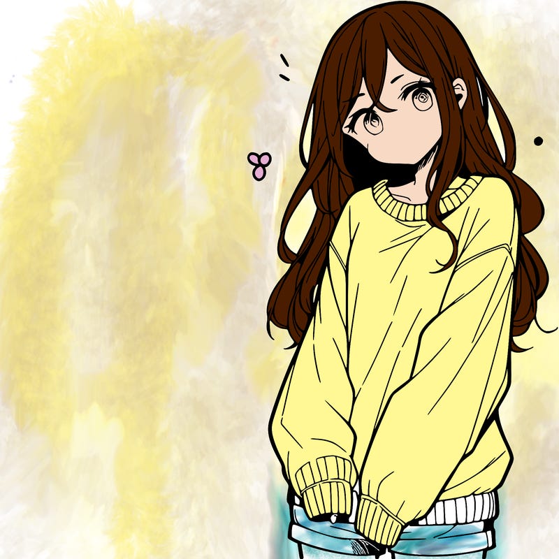 manga teen girl  in a sweater and baggy pants