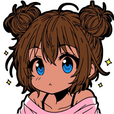 a manga girl with messy small buns