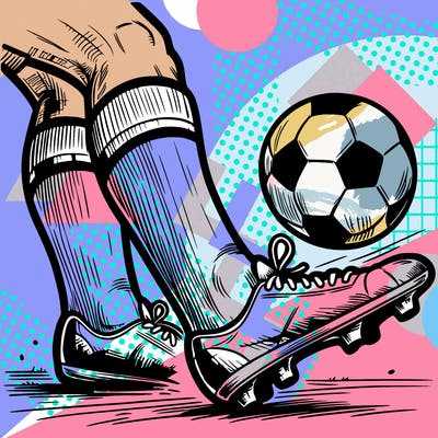 drawing football player foot on ball