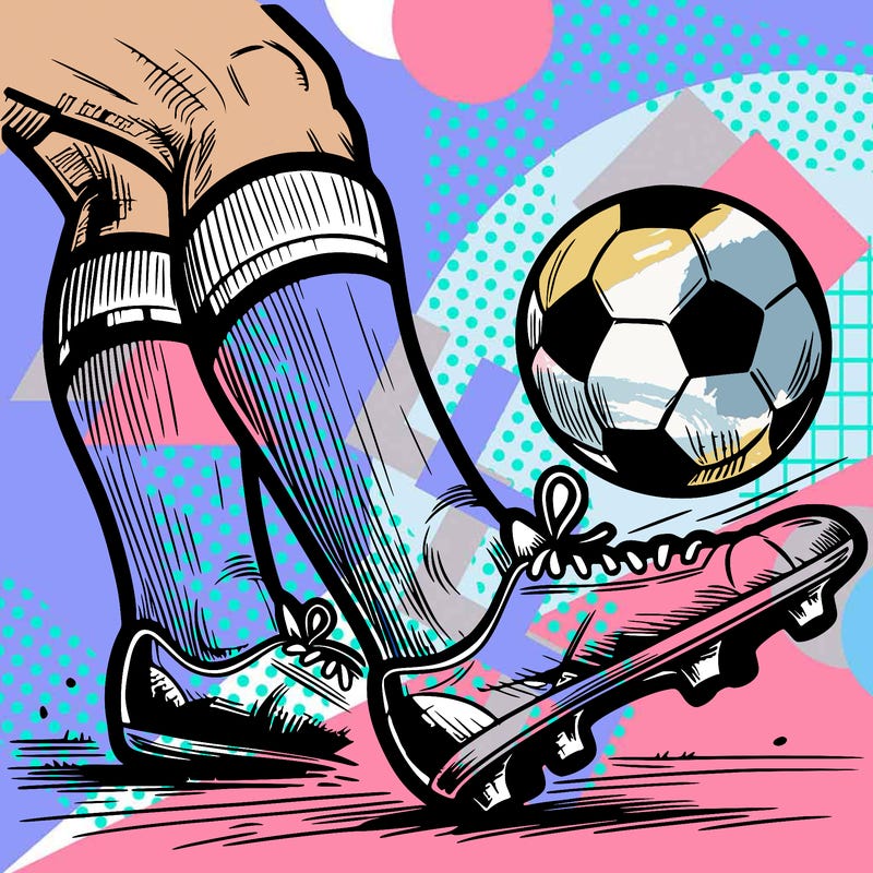 drawing football player foot on ball