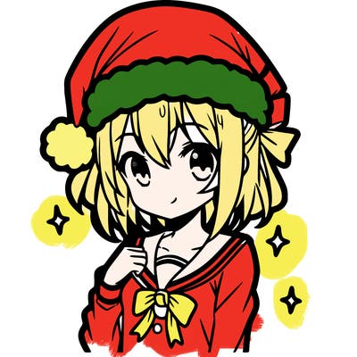 anime girl wearing a santa hat