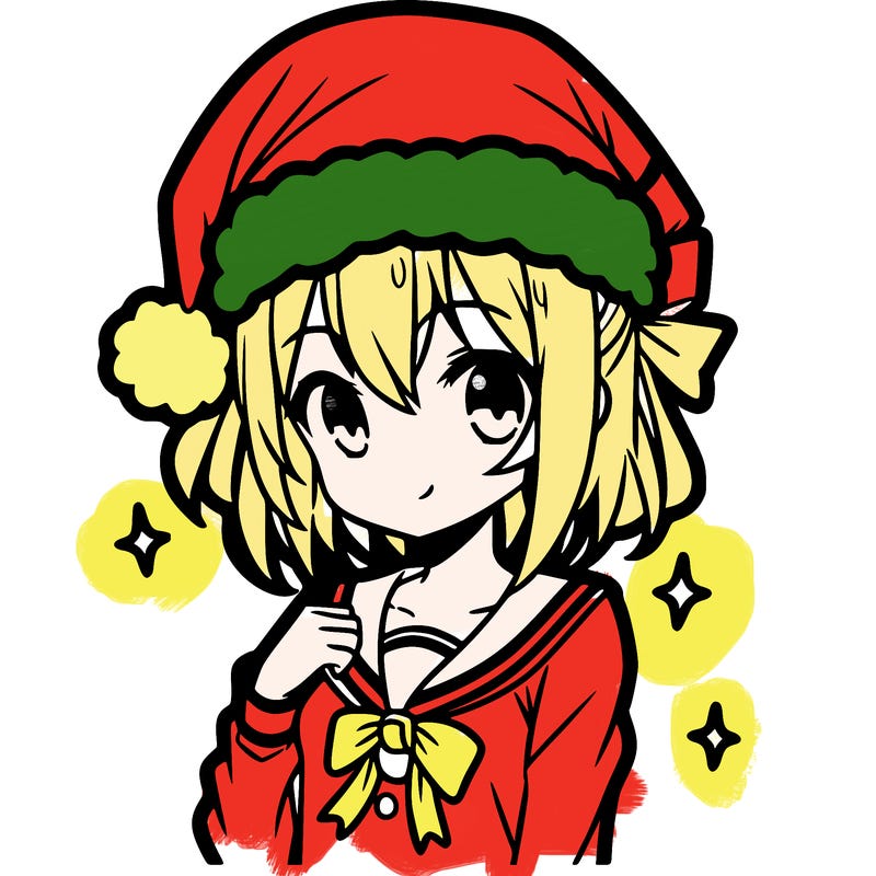 anime girl wearing a santa hat