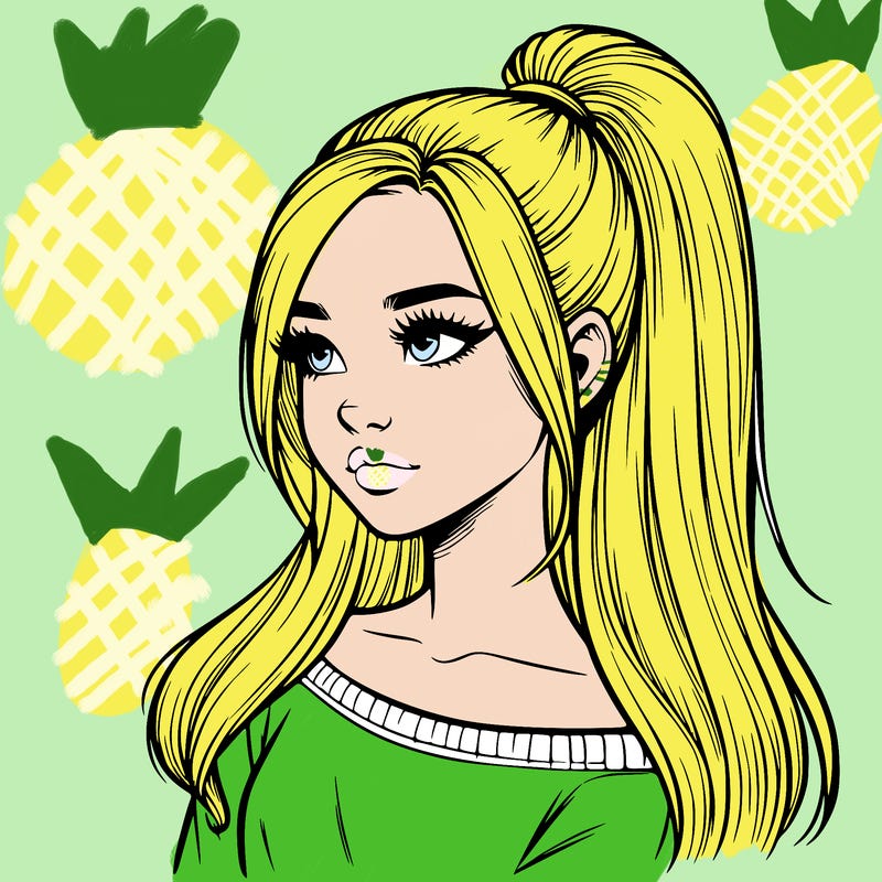 realistic girl with a high ponytail