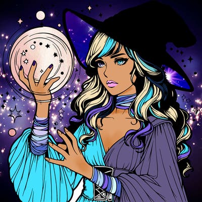 realistic women sorcerer using magic