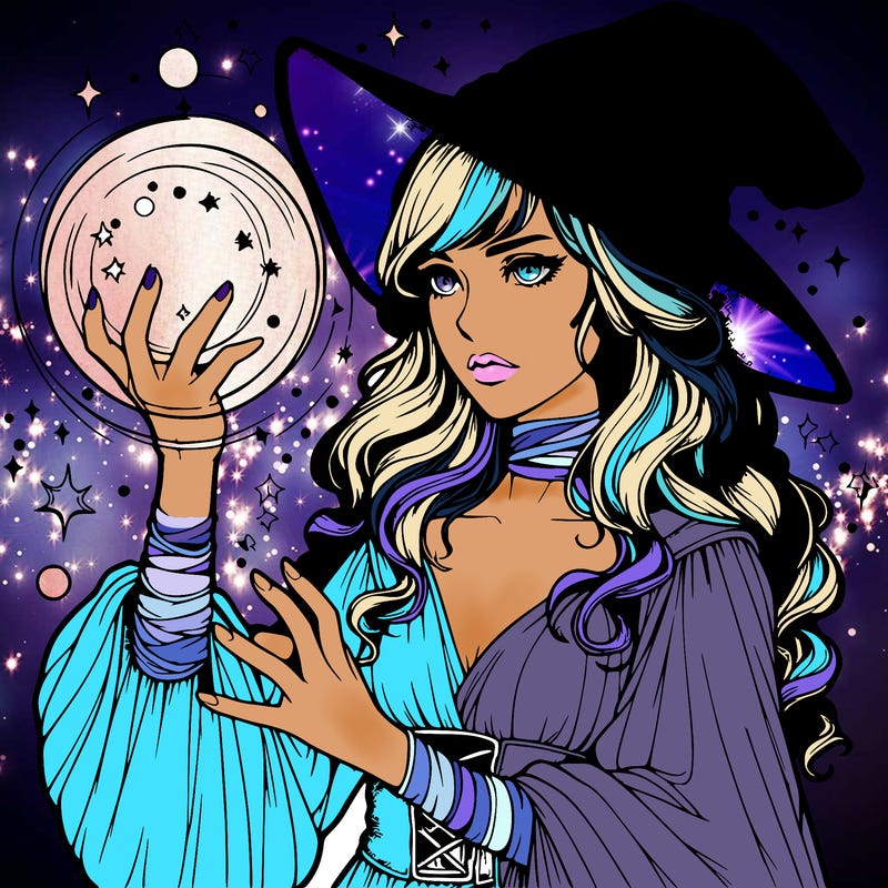 realistic women sorcerer using magic
