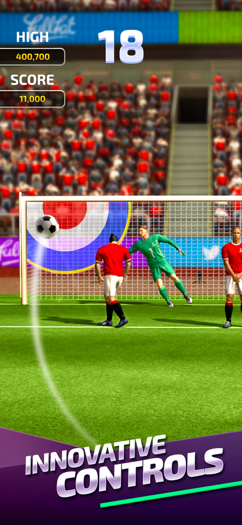 Flick Soccer 25 - A soccer player taking a curved free kick in Flick Soccer 25 with innovative controls.