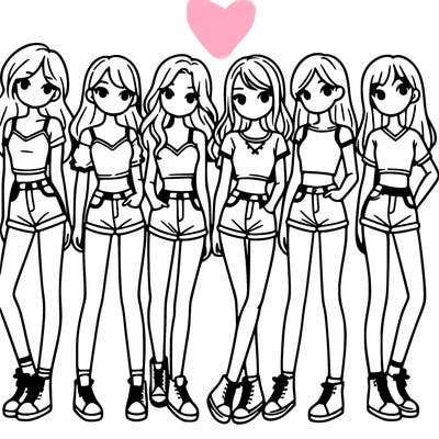 a group of girls wearing crop tops and shorts