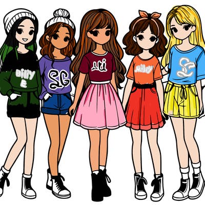 a group of five girls