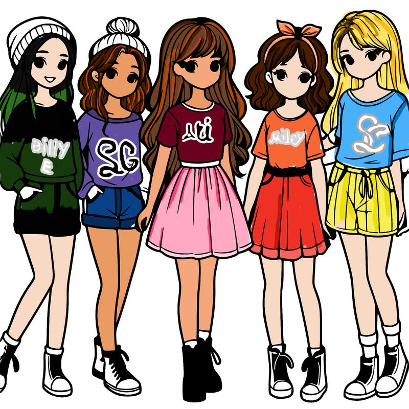 a group of five girls