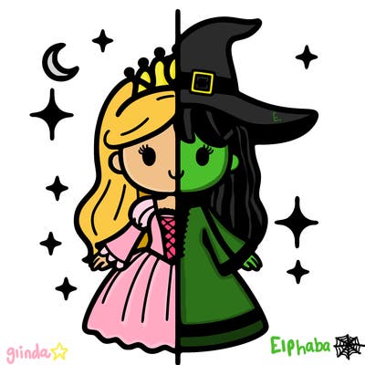 split princess and witch