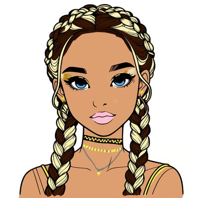 realistic girl with braids