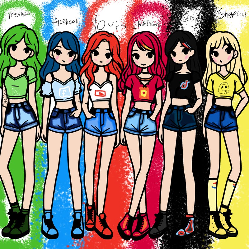 a group of girls wearing crop tops and shorts