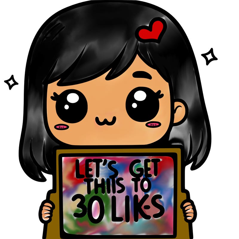 girl holding sign that says let’s get this to 30 likes