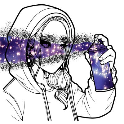 a realistic girl, spray painting