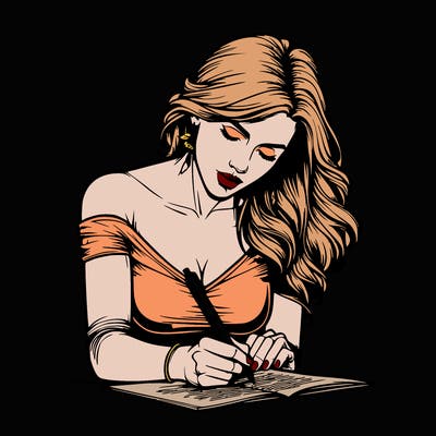realistic female writing poetry