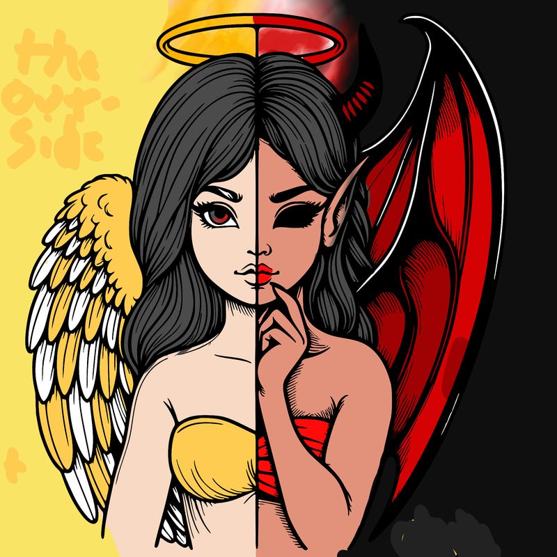 realistic angel half demon