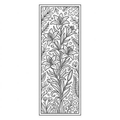 Create your own beautiful floral bookmark with this enchanting wood lilies design. This intricate printable is perfect for nature lovers and a delightful way to personalize your reading experience.