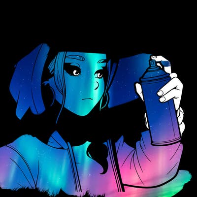 a realistic girl, spray painting