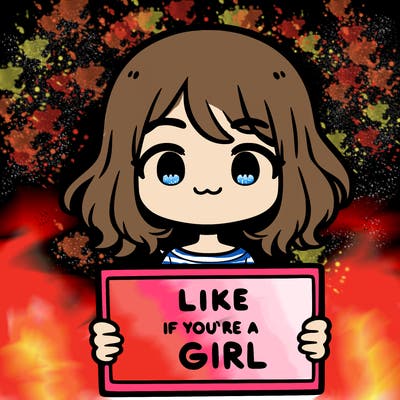 a cute girl holding a sign that says like if you’re a girl